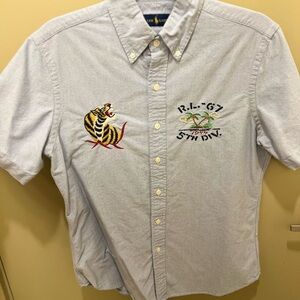 Vintage POLO by Ralph Lauren Light Blue Embroidered Casual Shirt